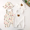 Summer Baby Girls Romper with Hat Cartoon Cherry Bear Jumpsuits Infant Sleeveless