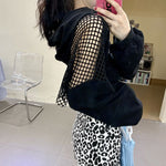 Sexy Short Hollow Out Mesh Splice Pullover Gothic Y2K