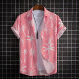 Summer Ready: Orange Aloha Shirt for Men with Short Sleeve Design