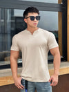 V neck Short Sleeve T Shirt Slim Fit Men cotton Casual Summer