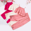 Cute Shoulder Strap Wave Stripe Summer Set For Kids