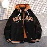 Varsity Baseball Uniform Jacket Autumn New Trendy Student Hooded Jacket Plus Size