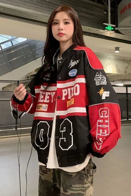 Baseball Hip Hop Clothing Y2k Jacket Retro