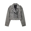 Women's Faux Leather Moto Jacket: Long Sleeve Biker Coat