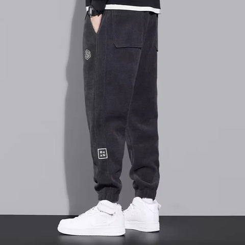 Trousers Winter Lambswool Pants Down Pants Men Solid Drawstring Trousers