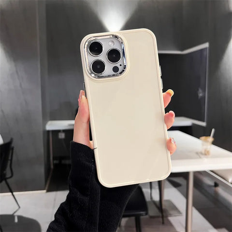 Electroplate Lens Bumber Phone Case For iPhone Solid Color Silicon Back Cover