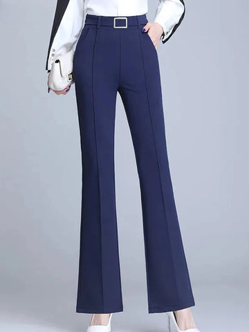 Korean High Waist Flare Pants - Elegant Office Wear