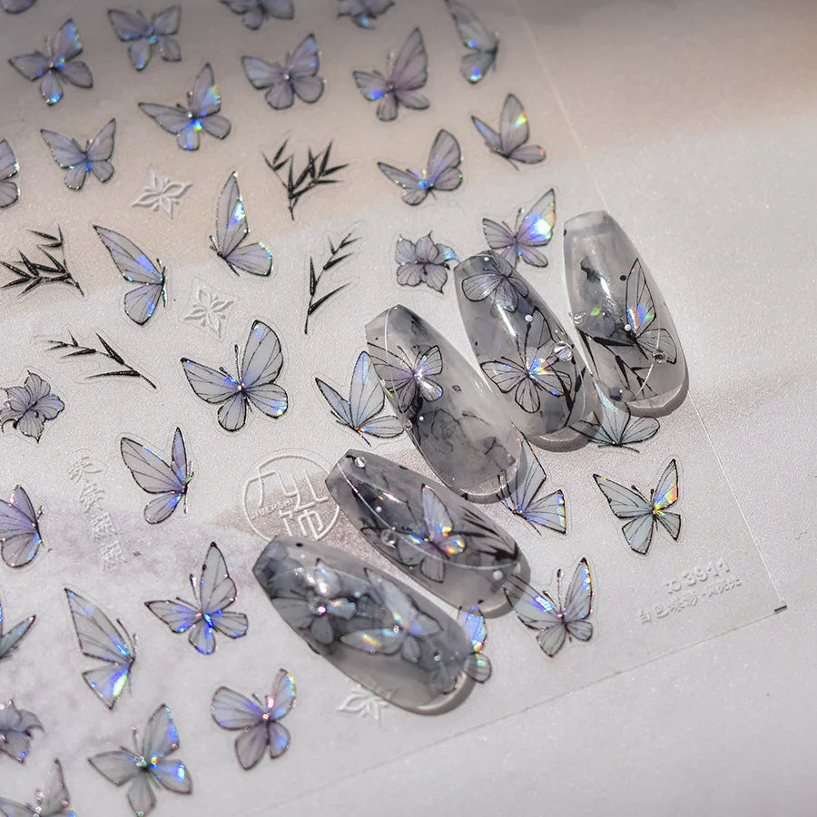 Metallic Bronzing Butterfly Nail Art Decals For Diy Manicures