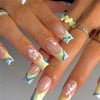 Colorful Glossy Acrylic Press On Nails Long Coffin Tips