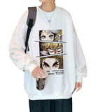 Funny White Hoodies Oversize Men Anime Sweatshirt