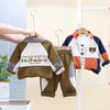 Autumn Sports Style Boys Baseball Three Piece Set With Printed Shirt