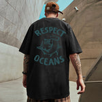 Respect The Oceans Print Mens Tee Casual