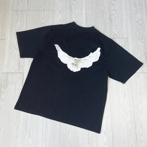 Streetwear Vintage Loose Ovesized Pigeon Print T-shirt Tops For Men