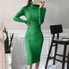Women’s Turtleneck Knitted Bodycon Midi Dress