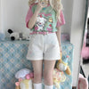 Y2k Harajuku Patchwork T Shirts Jaanese Fashion Kawaii Sweet Streetwear Summer 2024