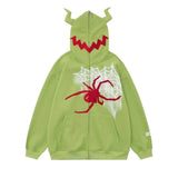 Super Retro Devil Horn Spider Hoodie High Street Men's Fashion Cardigan Coat Top