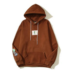 Cozy Letter Brown Hoodies: High Street Style for Men - Oversized and Casual