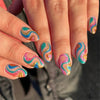 Colorful Glossy Acrylic Press On Nails Long Coffin Tips