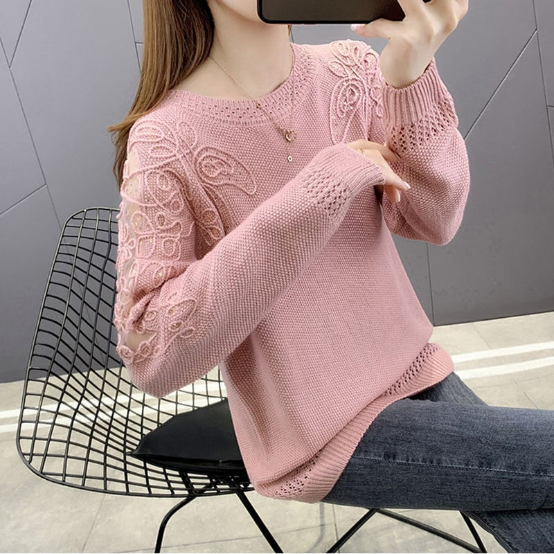 Lace Knitwear Thin Loose Openwork Trending Sweater Autumn and Winter