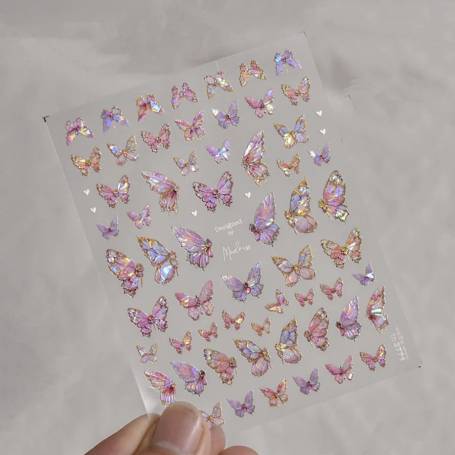 Metallic Bronzing Butterfly Nail Art Decals For Diy Manicures