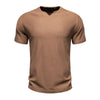 Fashion V Neck Solid Short Sleeve T-shirts