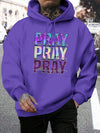 Pray Print Men's Casual Fleece Hoodie