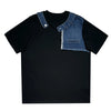 Fake Two-piece Denim Patchwork T-shirt Men Summer Short Sleeve Loose Casual