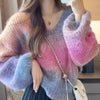 Fashionable Style V-Neck Striped Gradient Sweater