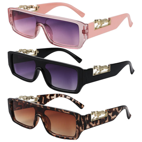 Chic Leopard Metal Sunglasses: Square Frames for Women