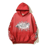 Red Mud Printed Hoodie Men's Loose Fitting Printed Fleece for Autumn and Winter
