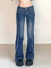 Women's High Waist Flare Jeans Low-Rise Bell Bottom Pants