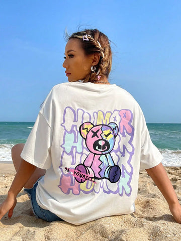 Doodle Humor Puppet Bear Be Yourself Slogan T-Shirts Fashion