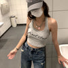 Y2k Baggy Halter Two Piece Sweatshirt Women Letter Print Loose Aesthetic Hoodies