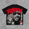 Abstract Face Graphic Cotton Oversized T-Shirt Y2K Men