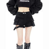 2000s Baggy Jean Shorts Women Korean Harajuku Style