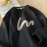 Korean Men's Sweatshirt: Comfortable Waffle Fabric & Unique Wave Motif Design