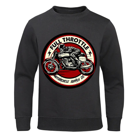 Throttle Motorcycle Supply Print Mens Hoodies Fashion Crewneck Hoody Autumn