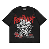 American Guitar Skull letter Print oversized gothic cotton graphic t shirts Harajuku