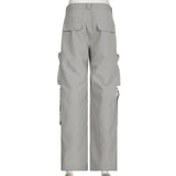 Vintage Solid Cargo Jeans: Casual Streetwear Straight Denim Pants