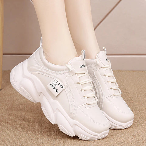 White Platform Sneakers: Fashion PU Leather for Women