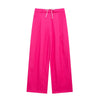 Solid Lace Up Side Zipper Straight Pants