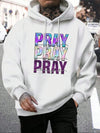 Pray Print Men's Casual Fleece Hoodie