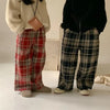 Kids Pants Plaid Printed Wide-leg Pants Winter Clothes
