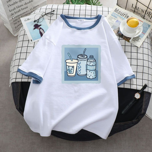 Men and women trendy personalized water T-shirt loose vintage