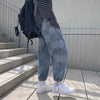 2024 Harajuku Style Men's Quick-Leg Pants Casual Feet Trousers, Loose Plaid Jeans