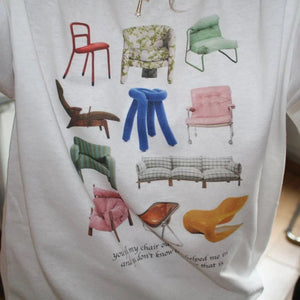 Design Chairs Printed Women Vintage T Shirt Grunge Aesthetic Music Lyrics