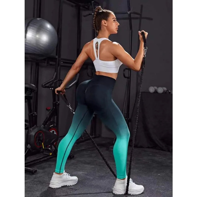Seamless Gradient Yoga Leggings Women Fitness Leggings Gym High