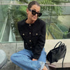 2024 Hot Fashion Women Bomber Cropped Jackets Female Golden Button Blazer Spring