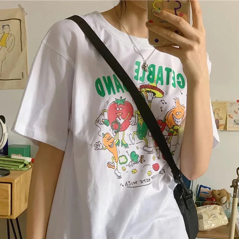 Vegetable Band Women T Shirt Harajuku Streetwear aesthetic Graphic