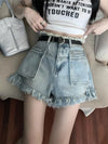 Streetwear Tassel Belt Denim Shorts